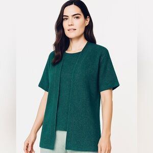 NWT Eileen Fisher Linen Knit Open Evergreen Cardigan Size Medium